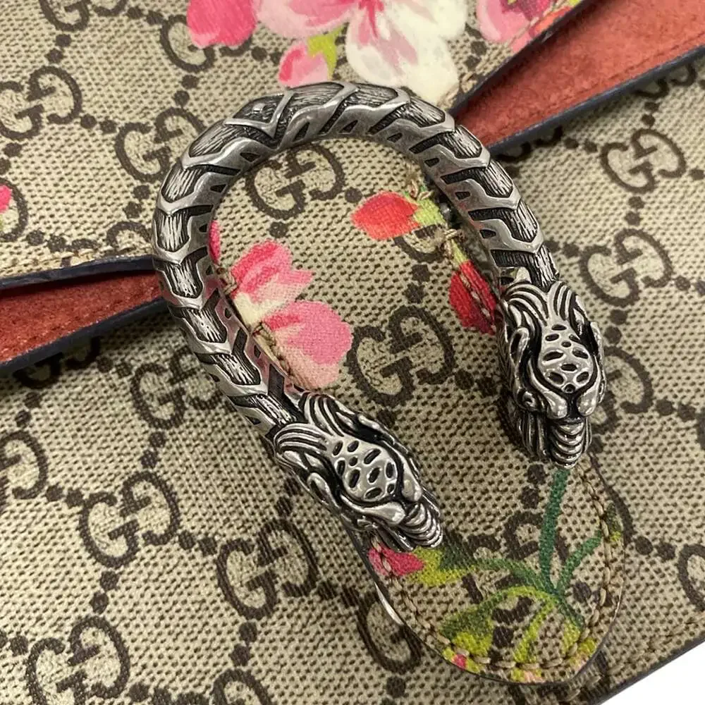 Gucci Dionysus/GG Blooms Shoulder Bag 421970 Beige Dark Brown Multi PVC Suede - Picture 14 of 15